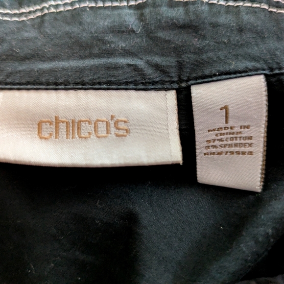 Chico's Elainah Jacket: Classic Black, With White contrast Stitching- Size 1 - Picture 5 of 7
